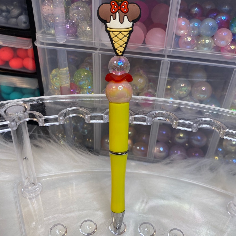 Ice Cream Cone Yellow Beaded Pen